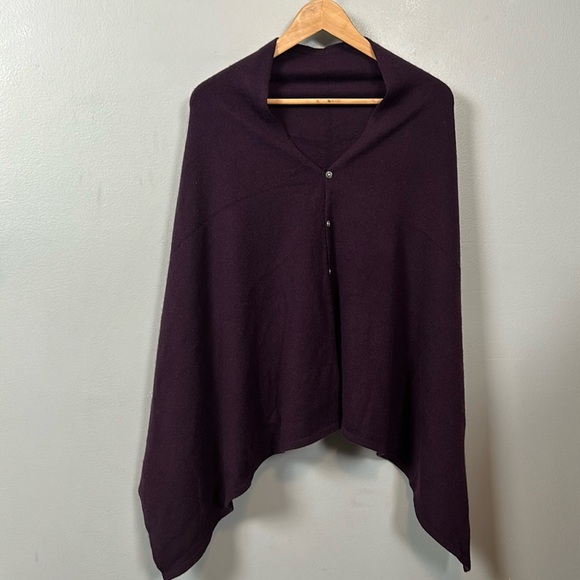 100% cashmere purple sweater shawl button up one size - Picture 3 of 9
